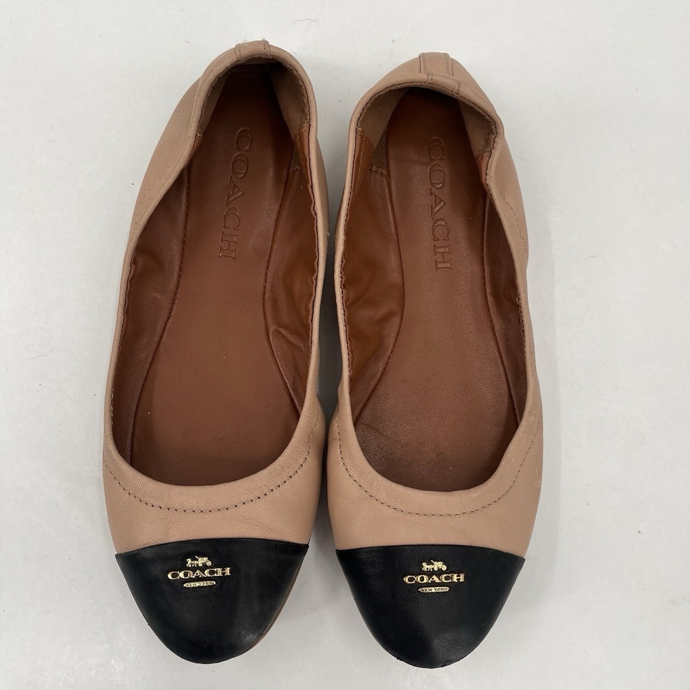 Coach‎ Women's Bonnie Leather Ballet Nude Black Flats (no size 5?)